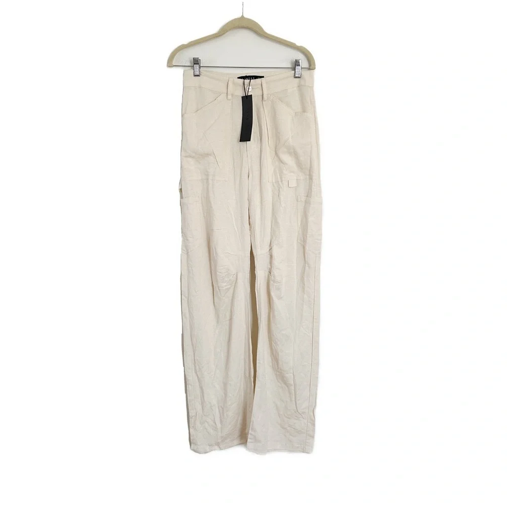 Lioness Miami Vice Linen Blend Pant Off White Size XS NWT